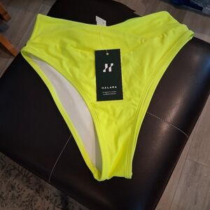 HALARA Neon Yellow High-Rise High Cut Bikini Bottom Size Small New With Tags